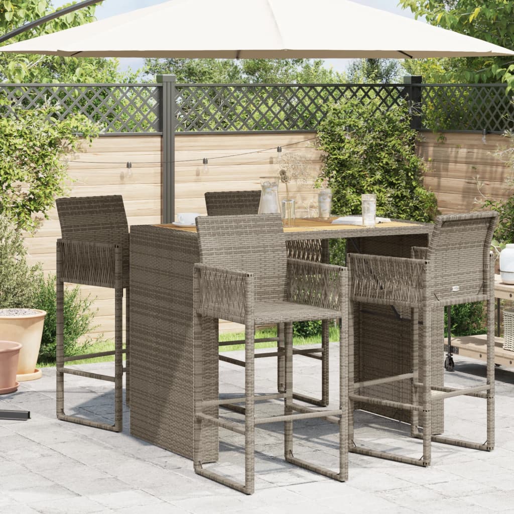 Tavolo Bar Da Giardino Piano In Acacia Polyrattan