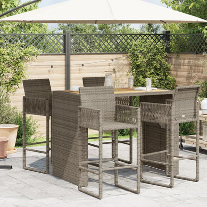 Tavolo Bar Da Giardino Piano In Acacia Polyrattan