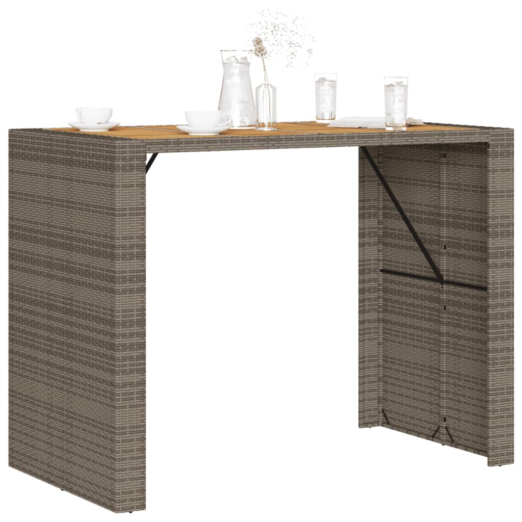 Tavolo Bar Da Giardino Piano In Acacia Polyrattan
