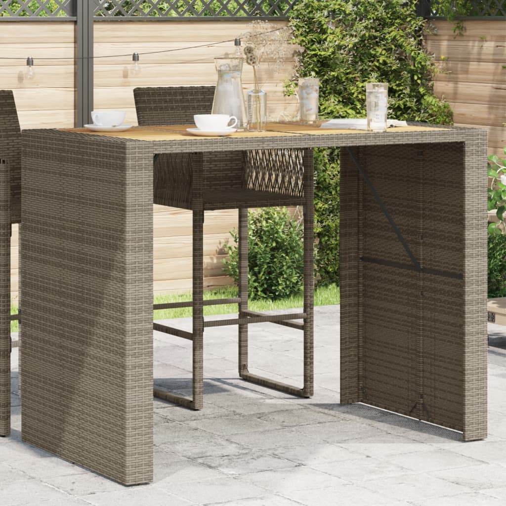 Tavolo Bar Da Giardino Piano In Acacia Polyrattan