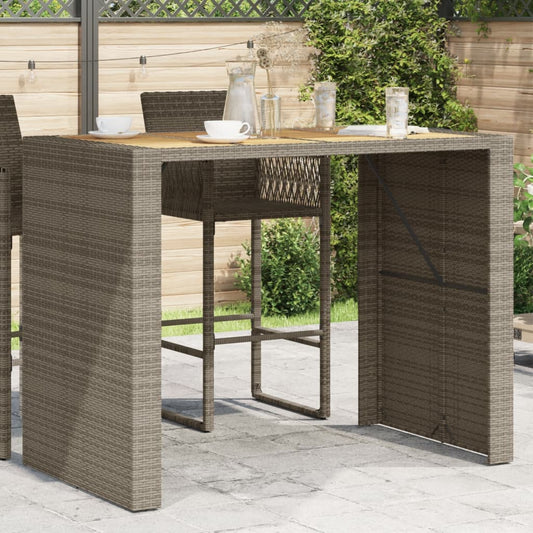 Tavolo Bar Da Giardino Piano In Acacia Polyrattan