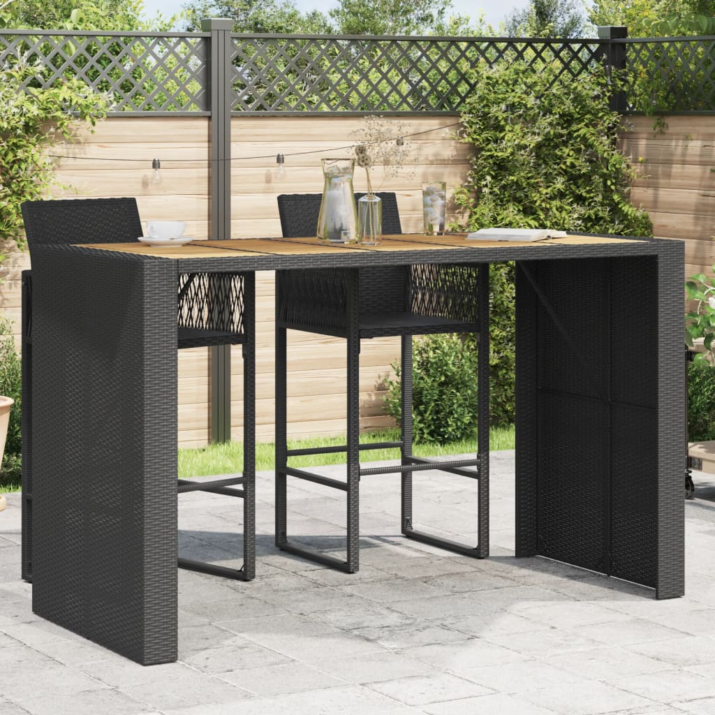 Tavolo Bar Da Giardino Piano In Acacia Polyrattan