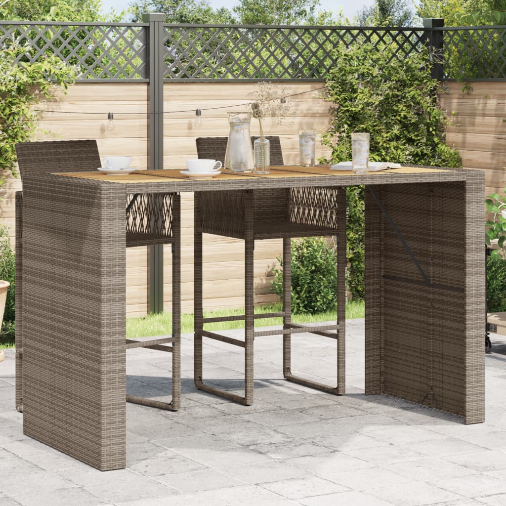 Tavolo Bar Da Giardino Piano In Acacia Polyrattan