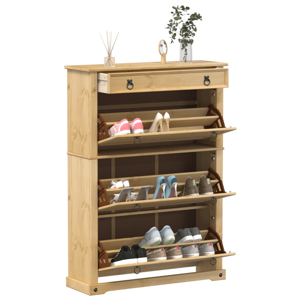 Scarpiera Corona 99X32X In Legno Massello Di Pino