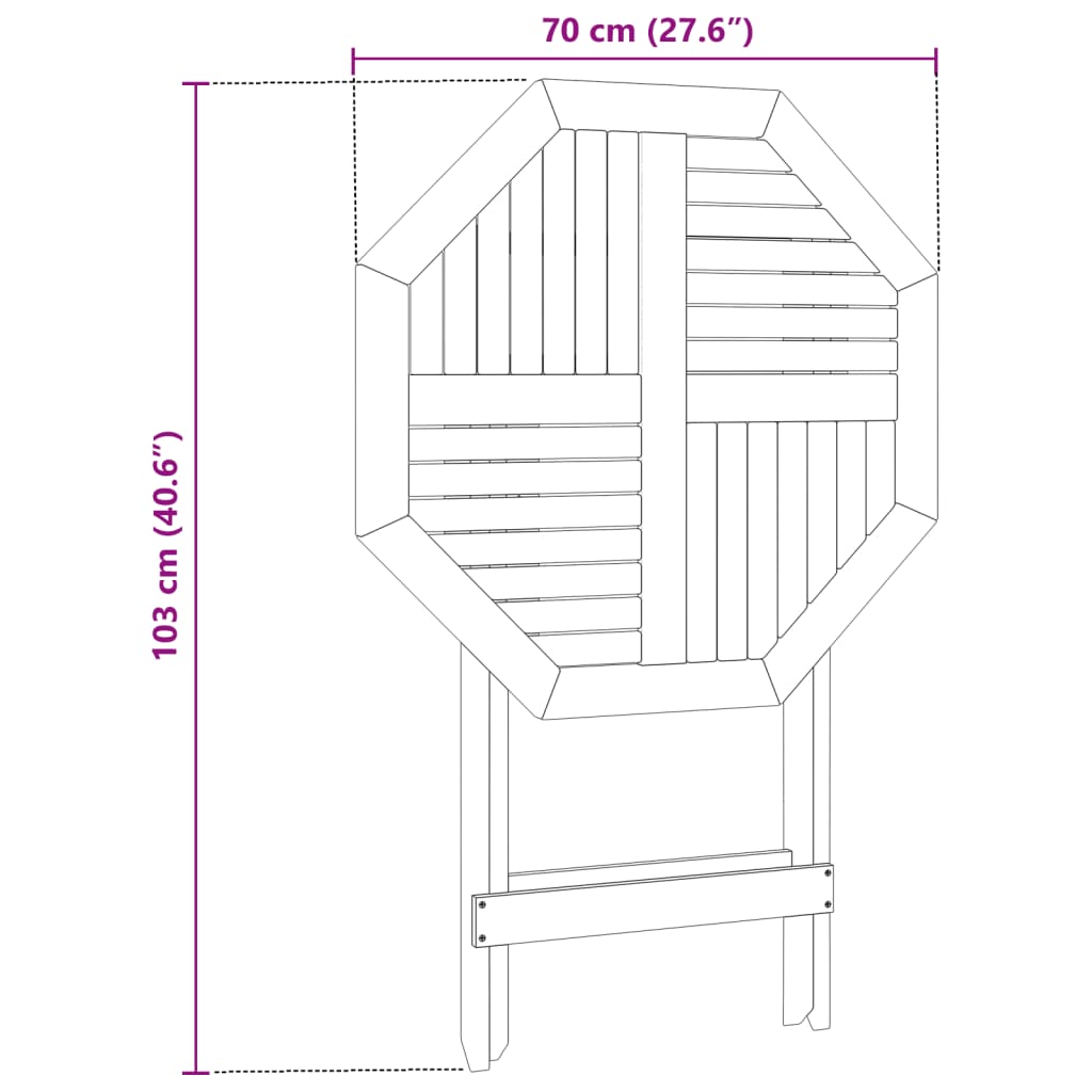 Tavolo Da Giardino Pieghevole Ø70X75Cm Legno Massello Di Acacia