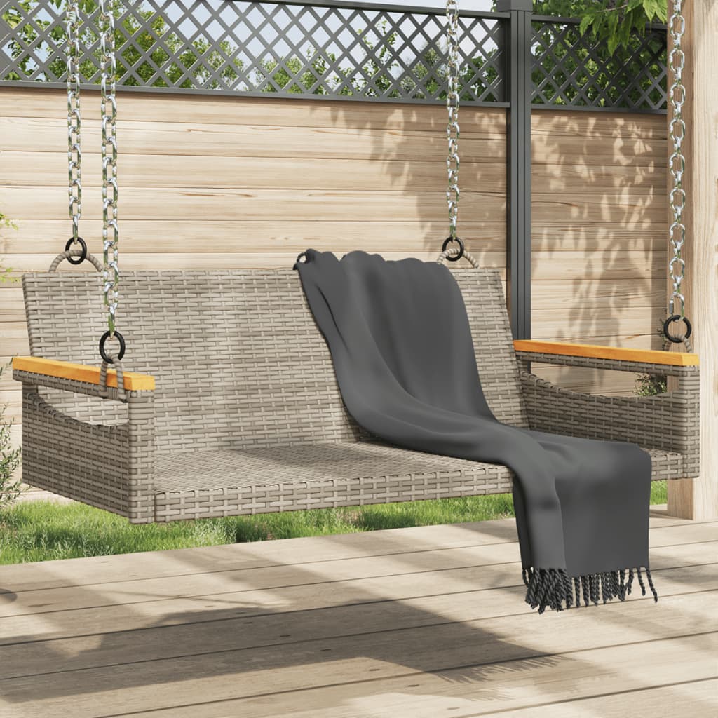 Panchina Dondolo Con Cuscini Grigia 109X62X40 Cm In Polyrattan Grigio