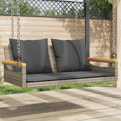 Panchina Dondolo Con Cuscini Grigia 109X62X40 Cm In Polyrattan Grigio