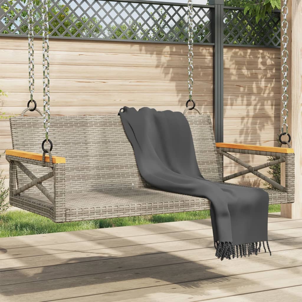 Panchina Dondolo Con Cuscini Grigia 109X62X40 Cm In Polyrattan Grigio