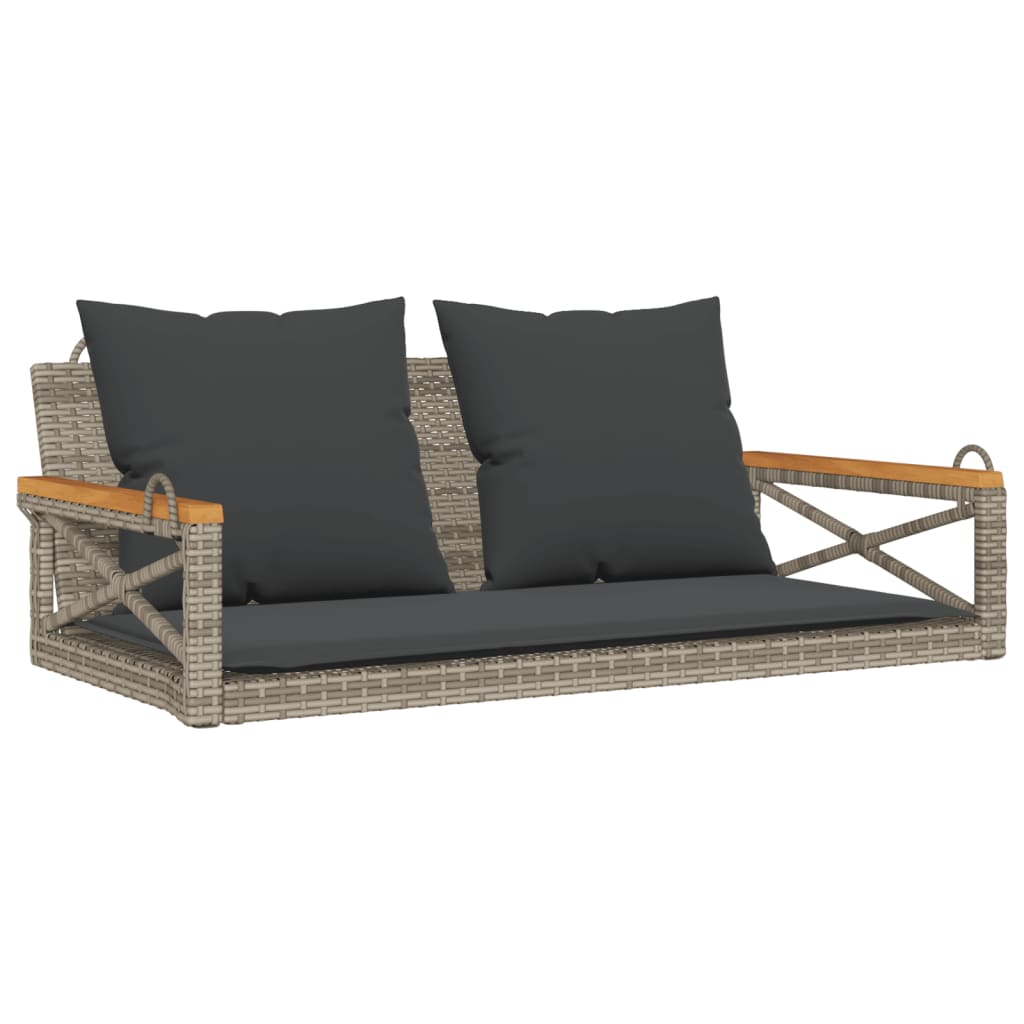 Panchina Dondolo Con Cuscini Grigia 109X62X40 Cm In Polyrattan Grigio