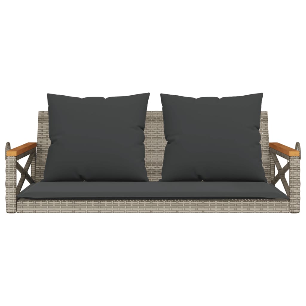 Panchina Dondolo Con Cuscini Grigia 109X62X40 Cm In Polyrattan Grigio