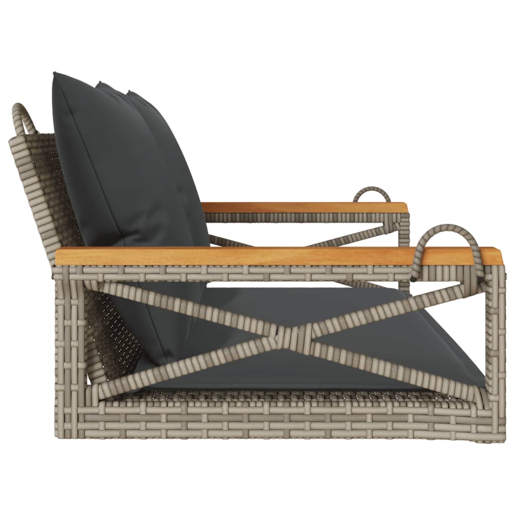 Panchina Dondolo Con Cuscini Grigia 109X62X40 Cm In Polyrattan Grigio