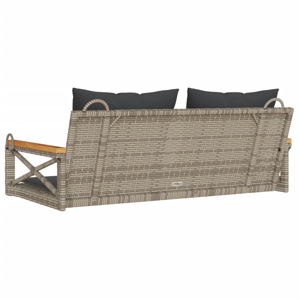 Panchina Dondolo Con Cuscini Grigia 109X62X40 Cm In Polyrattan Grigio