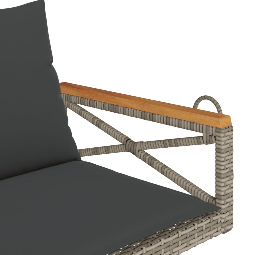 Panchina Dondolo Con Cuscini Grigia 109X62X40 Cm In Polyrattan Grigio