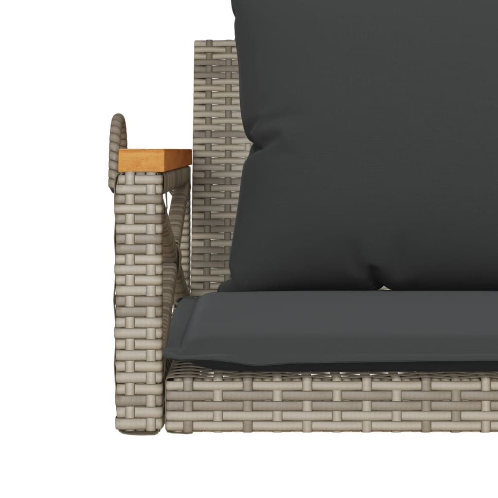 Panchina Dondolo Con Cuscini Grigia 109X62X40 Cm In Polyrattan Grigio