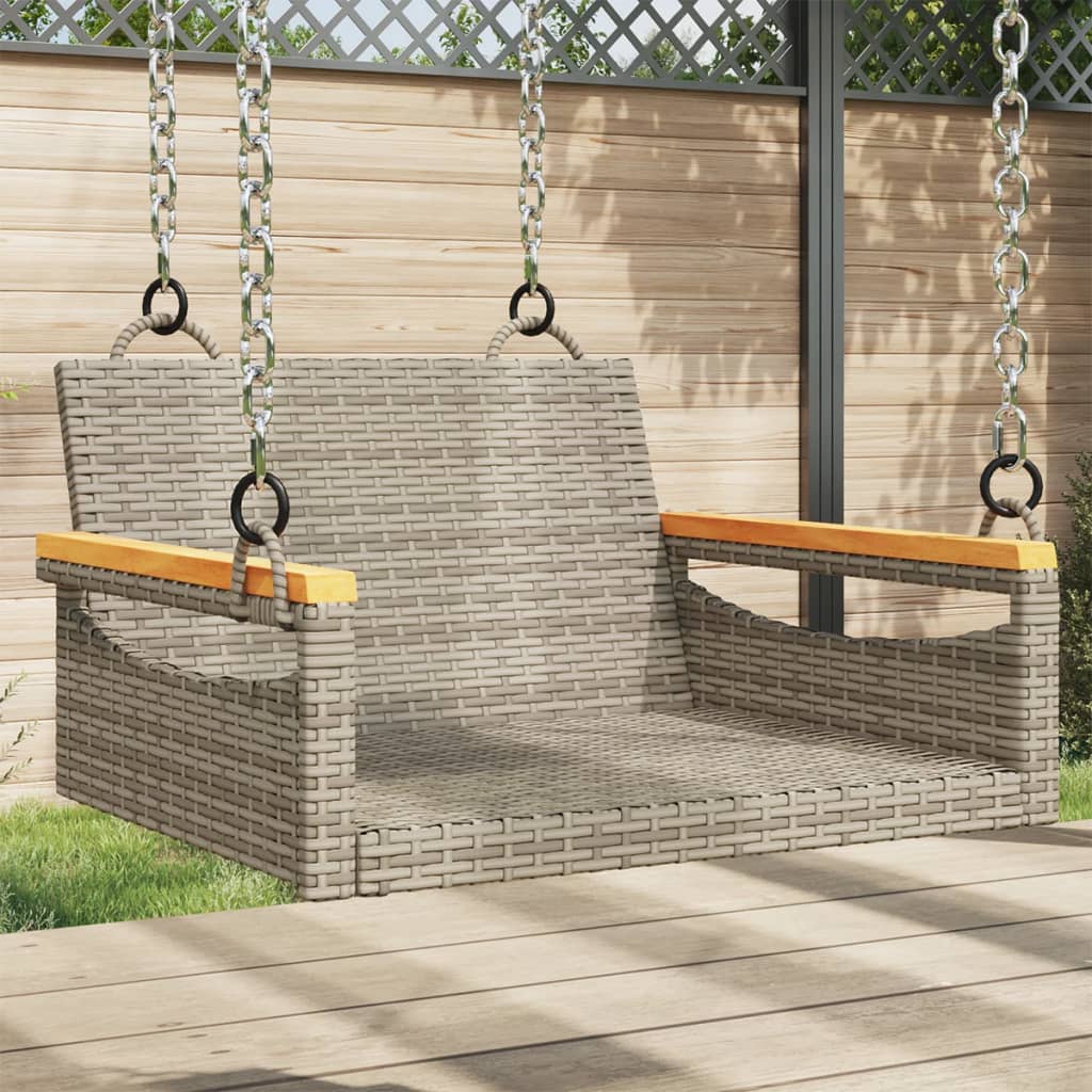 Panchina Dondolo Con Cuscini Grigia 109X62X40 Cm In Polyrattan Grigio