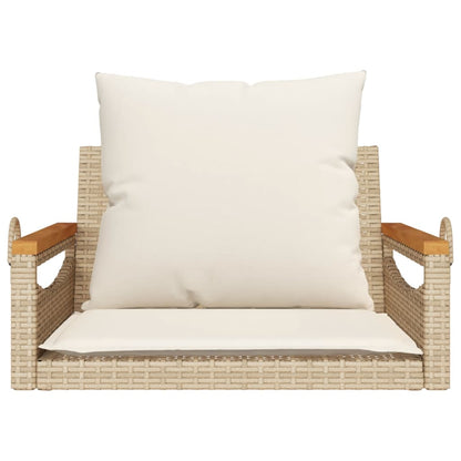 Panchina A Dondolo Con Cuscini In Polyrattan Beige