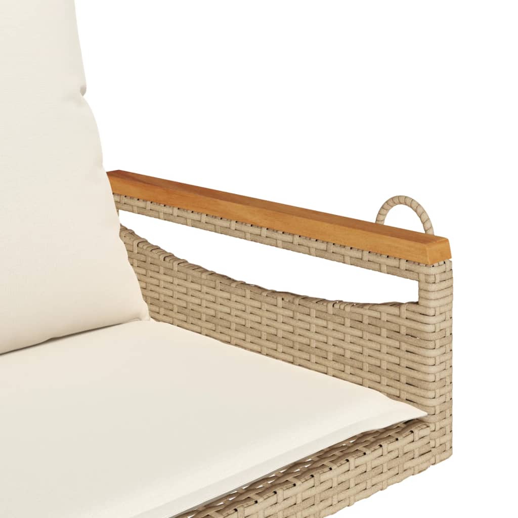 Panchina A Dondolo Con Cuscini In Polyrattan Beige