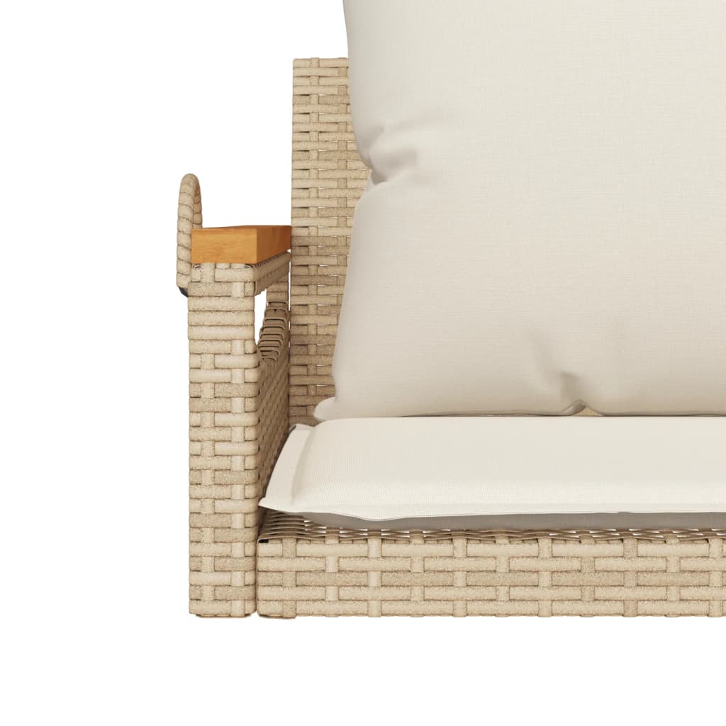 Panchina A Dondolo Con Cuscini In Polyrattan Beige