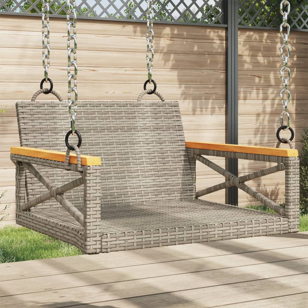 Panchina Dondolo Con Cuscini Grigia 109X62X40 Cm In Polyrattan Grigio
