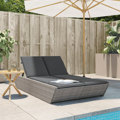Lettino Prendisole Con Cuscini Beige In Polyrattan