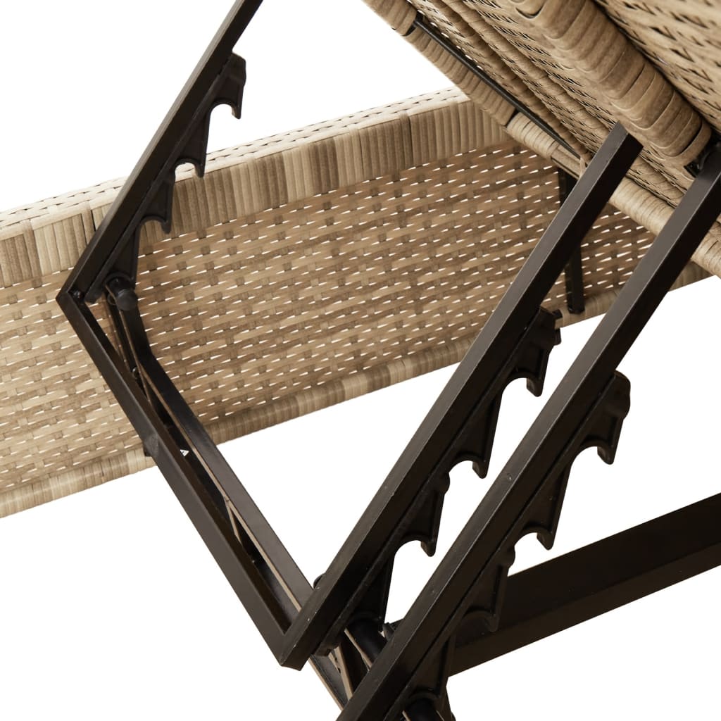 Lettino Prendisole Con Cuscini Beige In Polyrattan