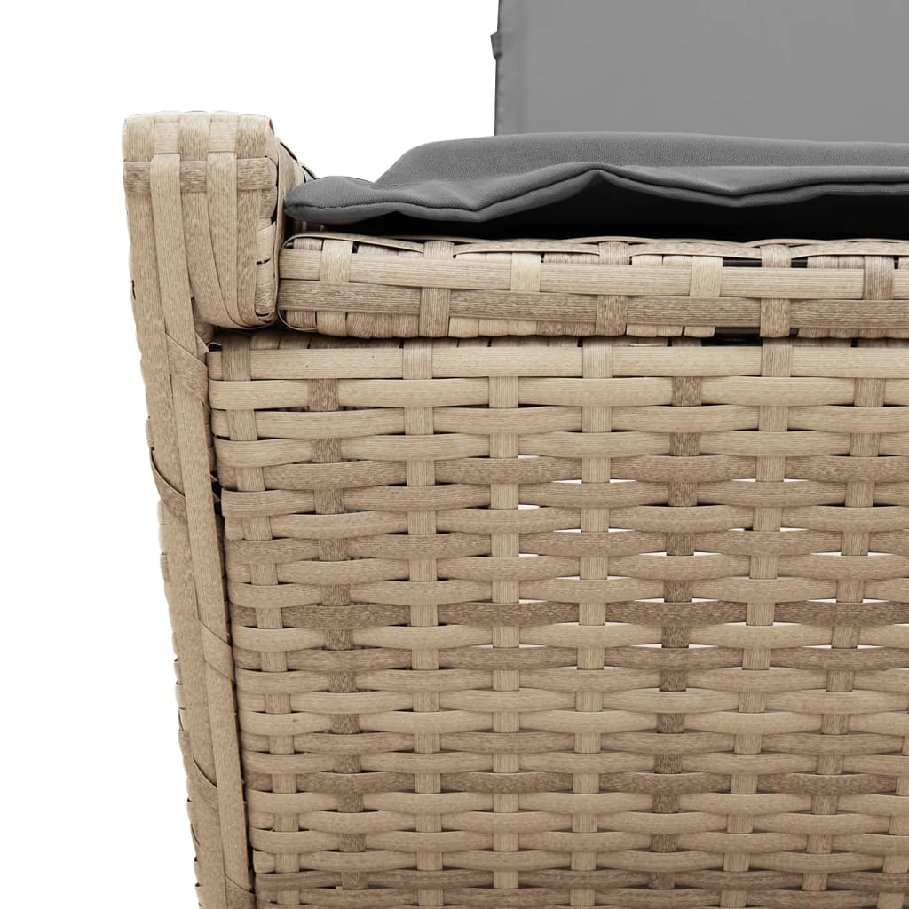 Lettino Prendisole Con Cuscini Beige In Polyrattan