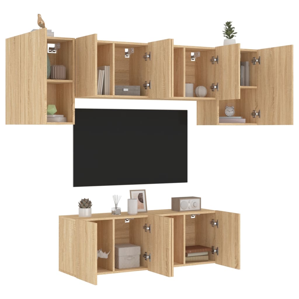 Mobili Tv A Muro 6Pz In Legno Multistrato