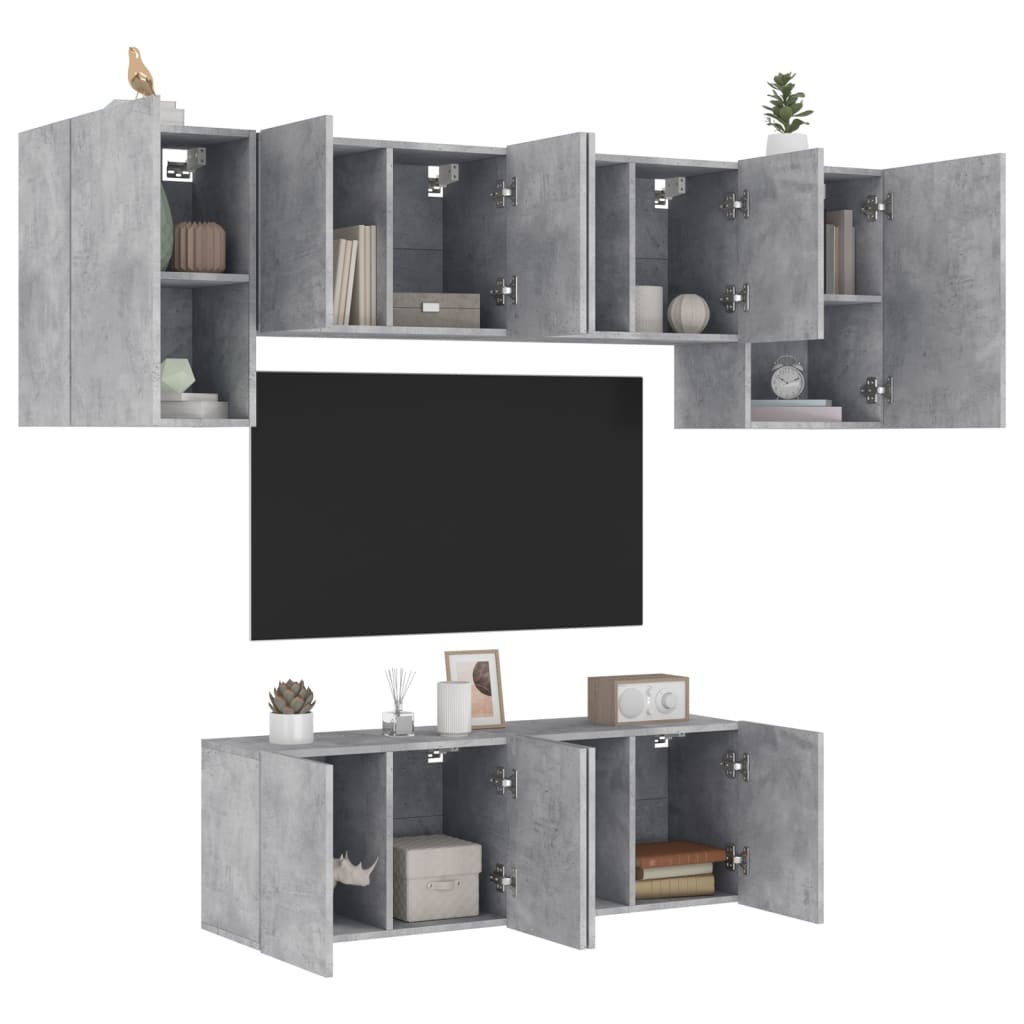 Mobili Tv A Muro 6Pz In Legno Multistrato