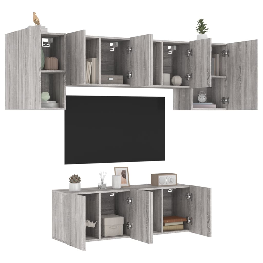 Mobili Tv A Muro 6Pz In Legno Multistrato