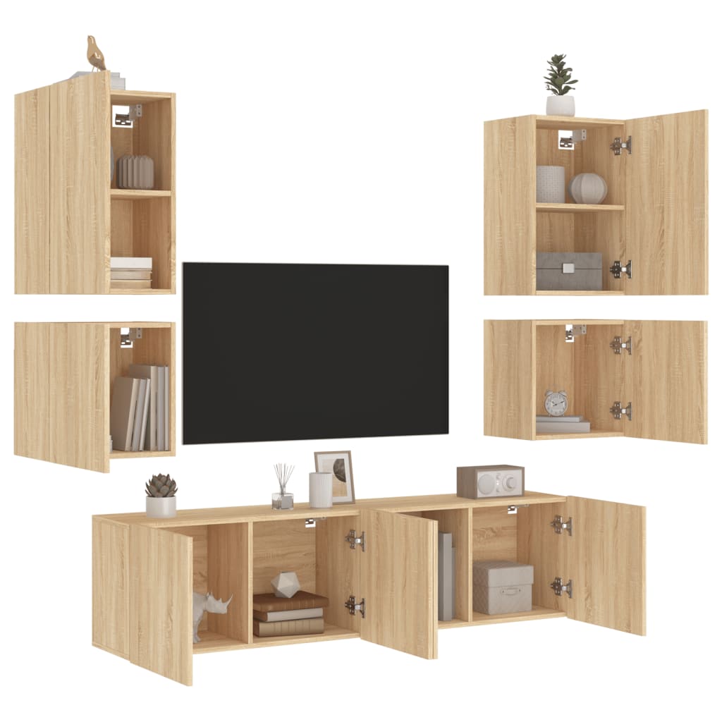 Mobili Tv A Muro 6Pz In Legno Multistrato