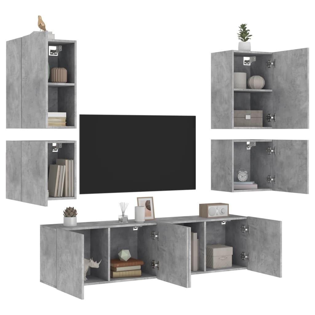 Mobili Tv A Muro 6Pz In Legno Multistrato