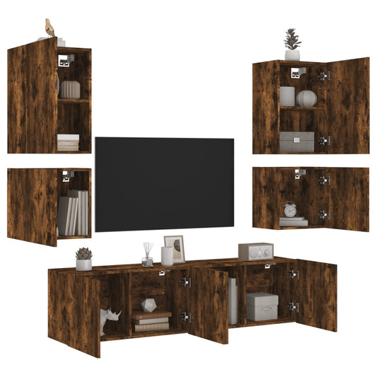 Mobili Tv A Muro 6Pz In Legno Multistrato