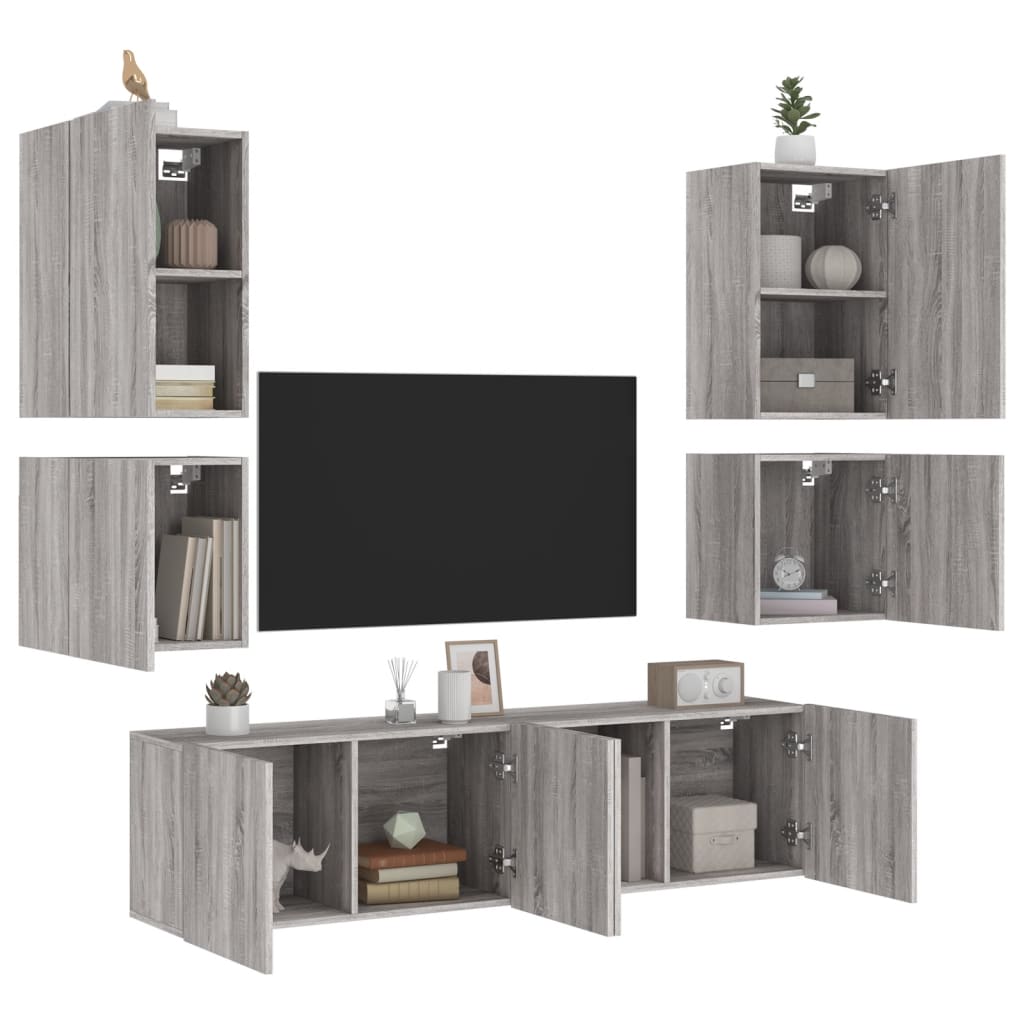 Mobili Tv A Muro 6Pz In Legno Multistrato
