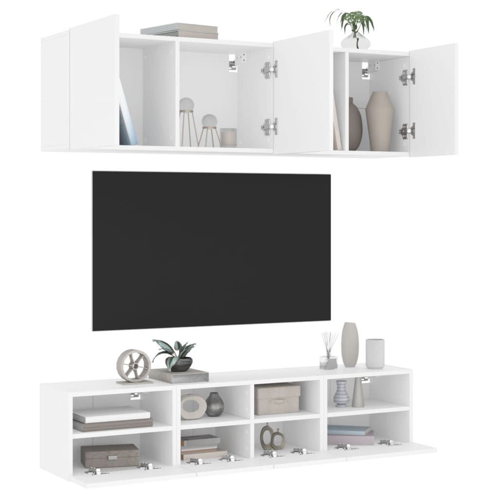 Mobili Tv A Muro Con Led 5Pz Legno Multistrato