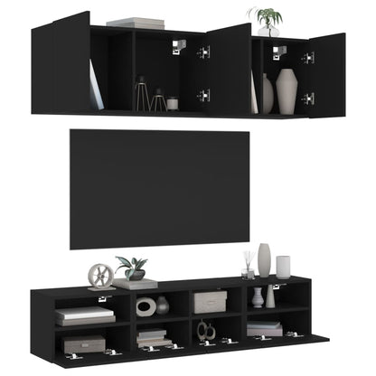 Mobili Tv A Muro Con Led 5Pz Legno Multistrato