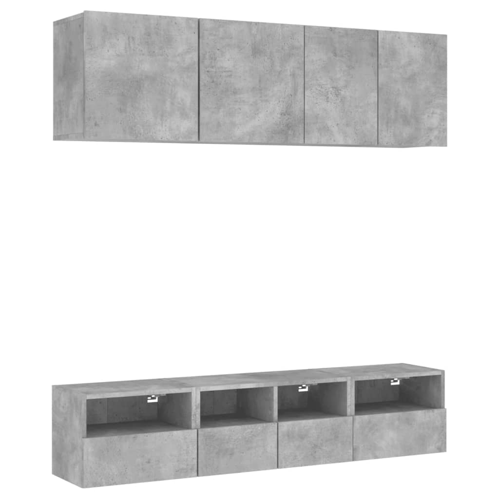 Mobili Tv A Muro Con Led 5Pz Legno Multistrato