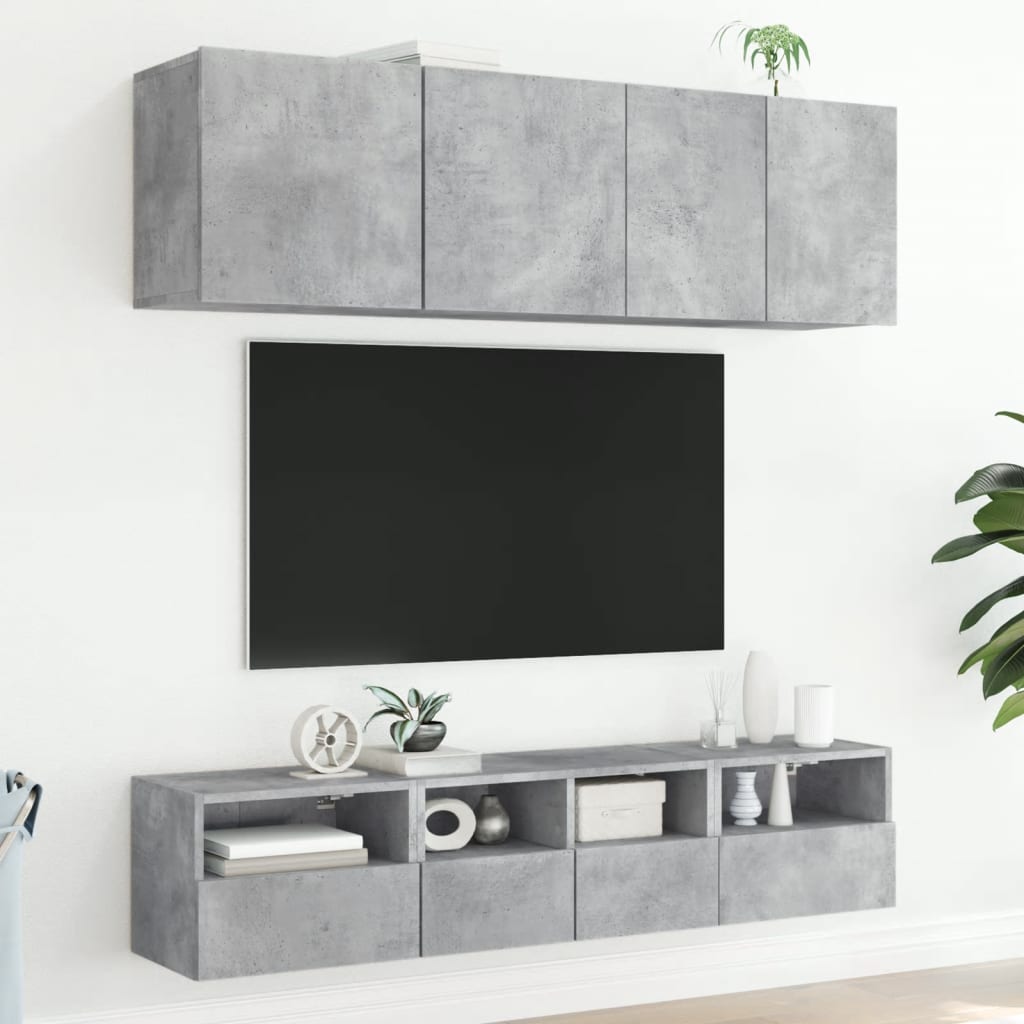 Mobili Tv A Muro Con Led 5Pz Legno Multistrato