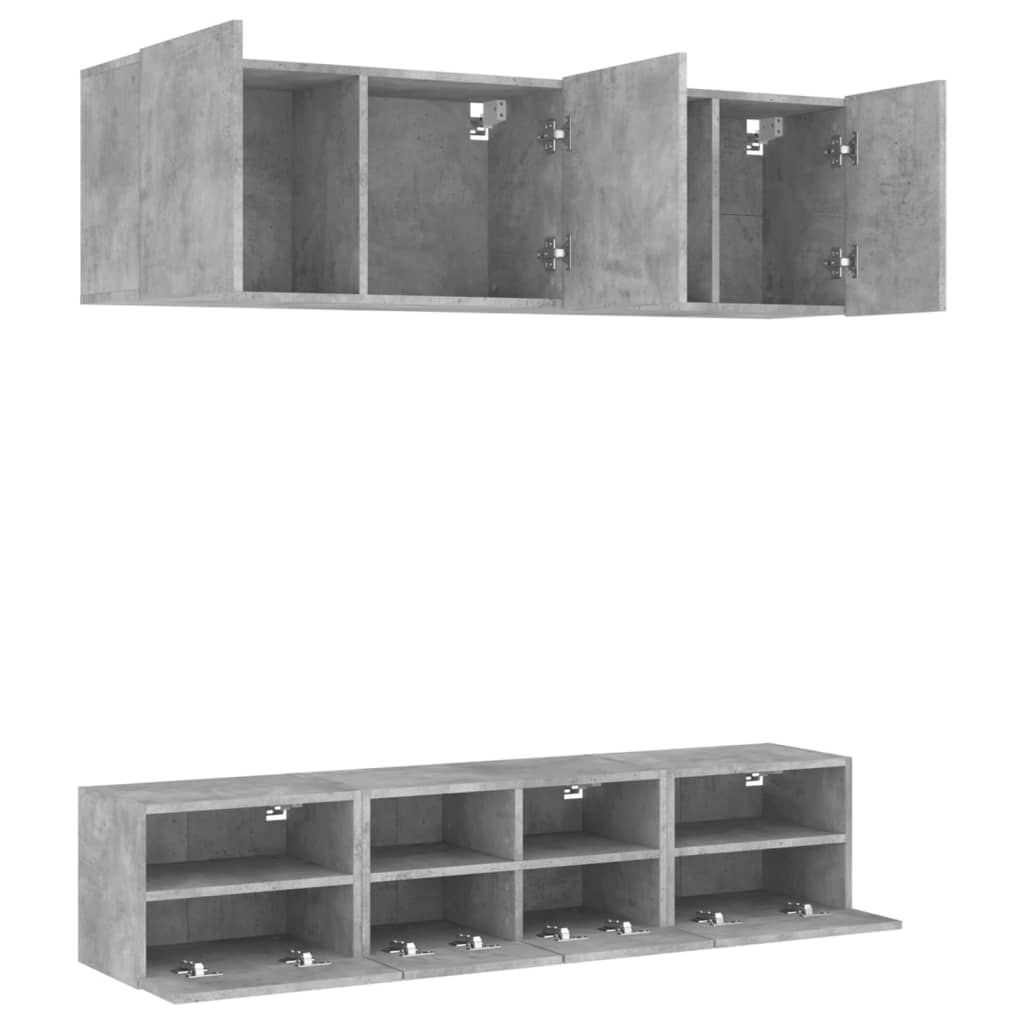 Mobili Tv A Muro Con Led 5Pz Legno Multistrato