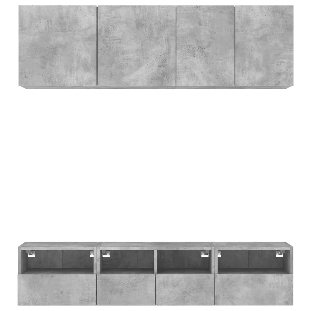 Mobili Tv A Muro Con Led 5Pz Legno Multistrato
