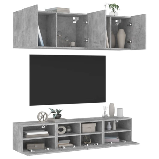 Mobili Tv A Muro Con Led 5Pz Legno Multistrato
