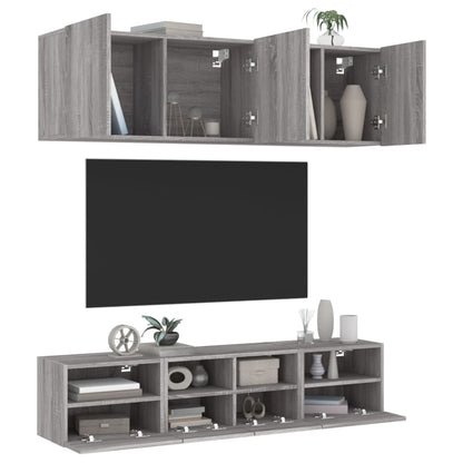 Mobili Tv A Muro Con Led 5Pz Legno Multistrato