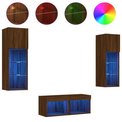 Mobili Tv A Muro 4Pz Con Luci Led