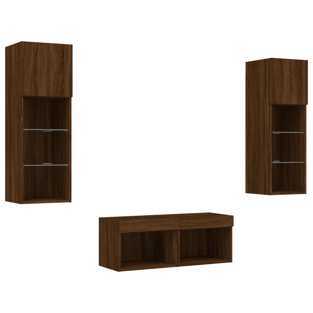 Mobili Tv A Muro 4Pz Con Luci Led