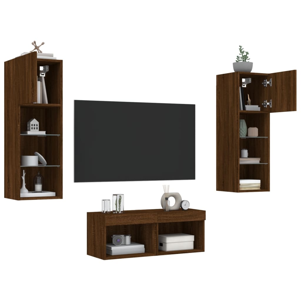Mobili Tv A Muro 4Pz Con Luci Led