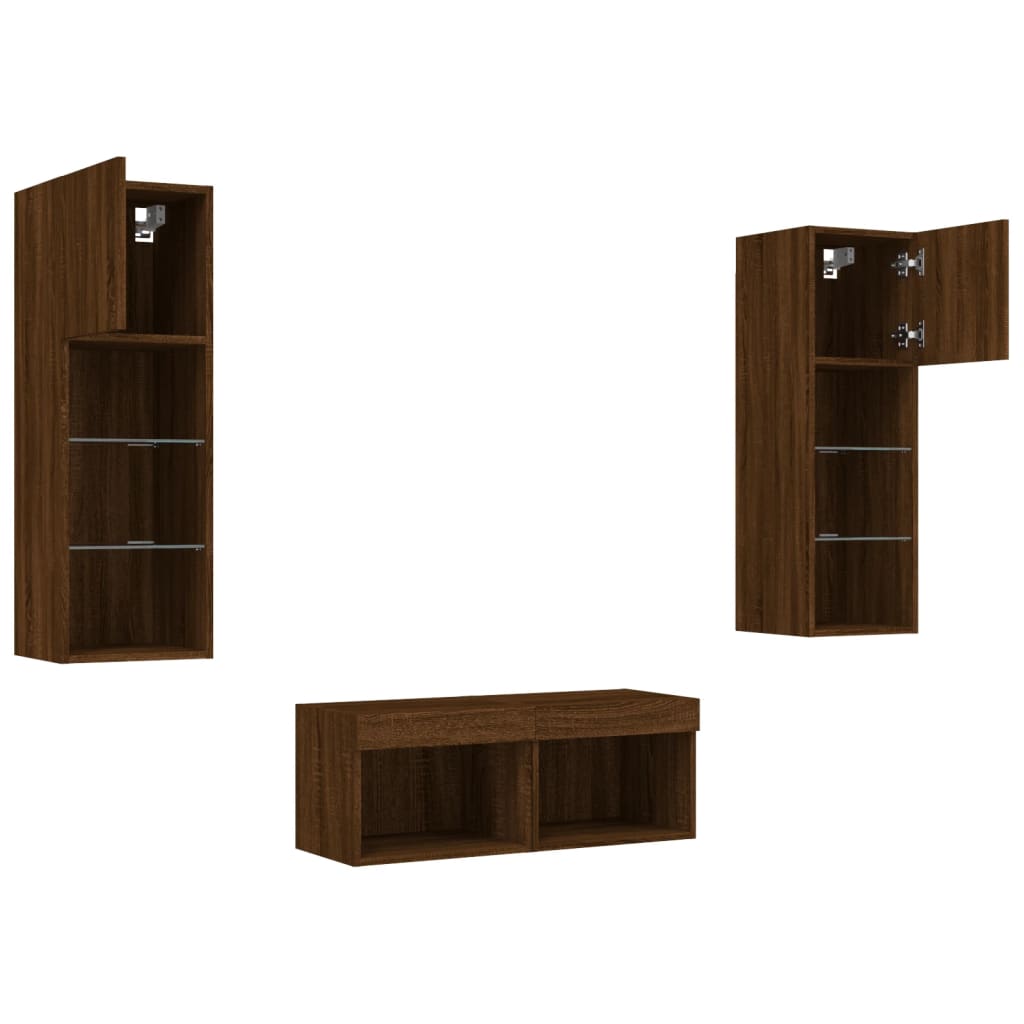 Mobili Tv A Muro 4Pz Con Luci Led