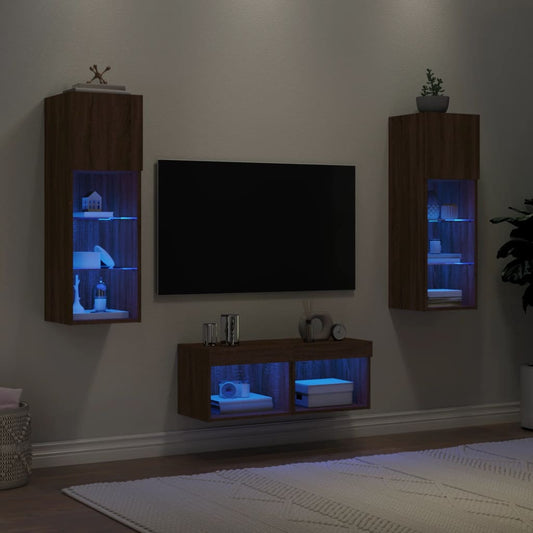 Mobili Tv A Muro 4Pz Con Luci Led