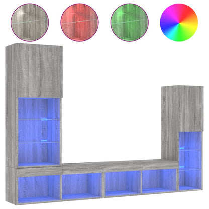 Mobili Tv A Muro Con Led 4Pz In Legno Multistrato