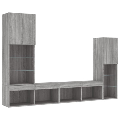 Mobili Tv A Muro Con Led 4Pz In Legno Multistrato