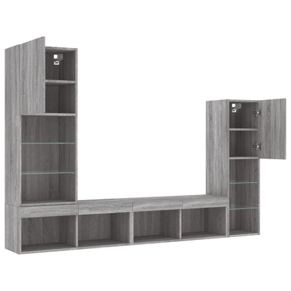 Mobili Tv A Muro Con Led 4Pz In Legno Multistrato
