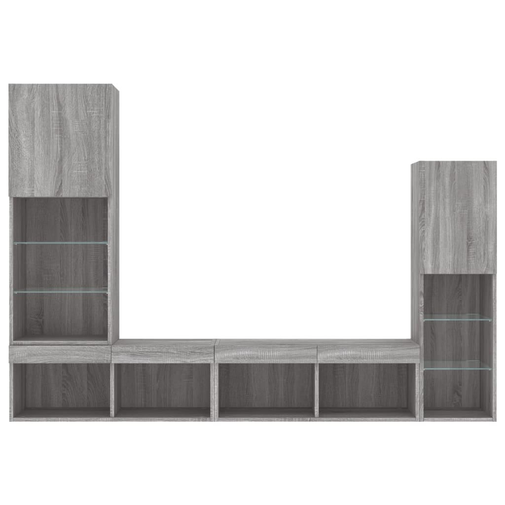 Mobili Tv A Muro Con Led 4Pz In Legno Multistrato